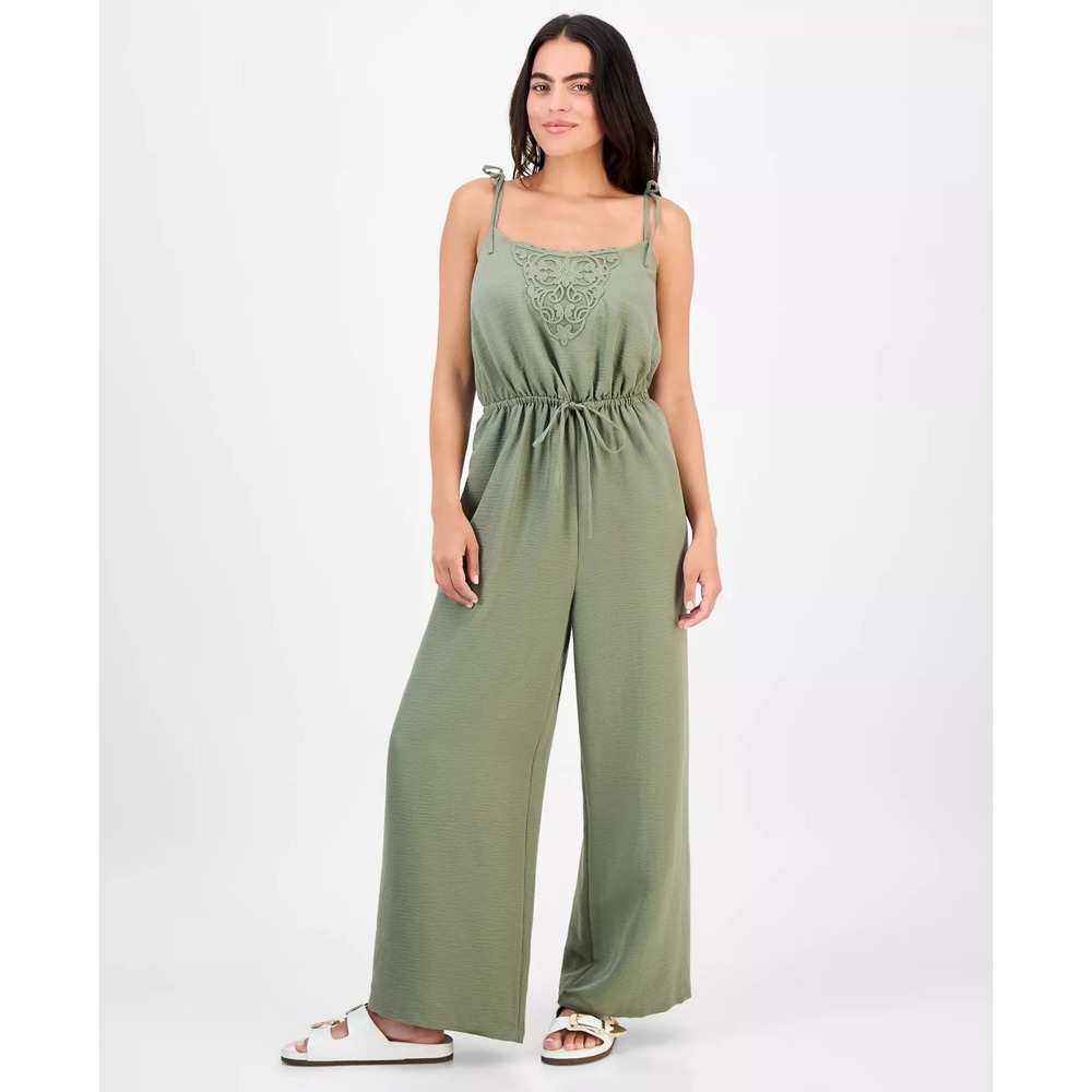 And Now This Petite Sleeveless Cinch-Waist Jumpsuit PXS Olive Green